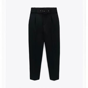 Black Pants with Fabric Covered Belt - Zara size M